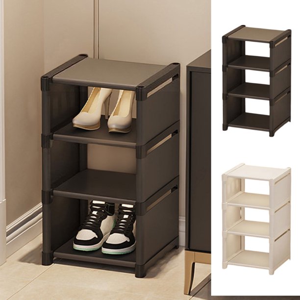 Zapatero Ajustable de Varios Niveles | Estantería Zapatera Que Ahorra Espacio | Organizador de Zapatos de Plástico Negro para Dormitorio/Hogar | 56 X 27 X 26 Cm