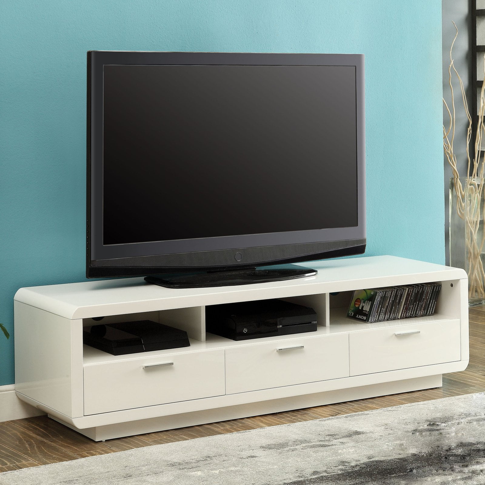 Acme Randell White Tv Stand For Flat Screen Tvs Up To 60