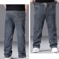 thumbnail image 5 of Xcmzpl Big and Tall Striaght Leg Jeans for Men Elastic Waist Faux Denim Pants Retro Wash Wide Leg Pants Baggy Trousers with Pocket, 5 of 10