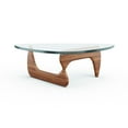 thumbnail image 4 of Triangle Glass Coffee Table with 19mm Thick Tempered Glass, Solid Wood Base Table, 4 of 4