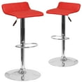 thumbnail image 4 of 2 Pack Red Vinyl Adjustable Height Barstool with Quilted Wave Seat and Chrome Base, 4 of 8