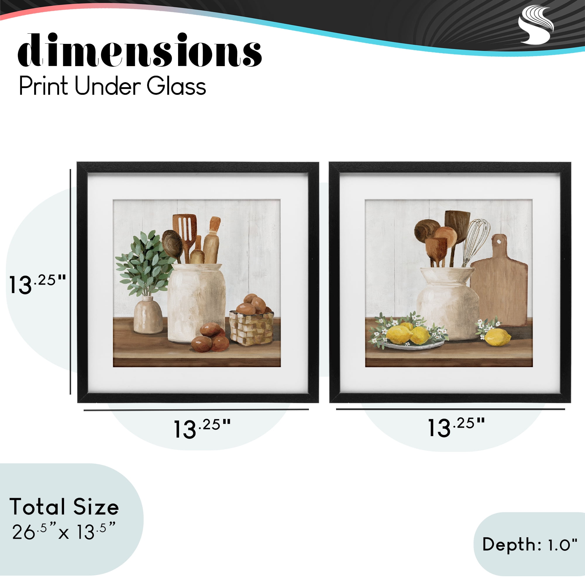 Stupell Industries Country Kitchen Setup 2 Piece Black Framed Print Under Glass Set, design by White Ladder