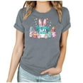 thumbnail image 2 of Aobny Cute Women's Leisure T-Shirts Easter Gray Rabbits Clothes Short Sleeve Bunnies Crew Neck Adults Blouses, 2 of 6