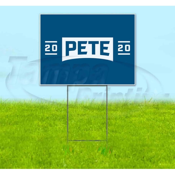 Buttigieg Pete 2020 Blue (18" x 24") Yard Sign, Includes Metal Step Stake