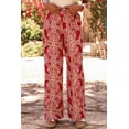 thumbnail image 4 of Women's Red Paisley Printed High Waist Straight Leg Pants with Button Detailing - [ZhiHiMeRi] | (US 12-14)L, 4 of 12