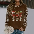 thumbnail image 2 of Wyzesi Chandails Molletonnés Rouges Gilet Mode Chandail à Enfiler Hauts pour Femmes Joyeux Noël Imprimé Col Chandail en Molleton Col Rond Coupe Chandail à Enfiler Hauts Décontractés Manches Longues Chandails d'Entraînement Blouse Ample, 2 of 4