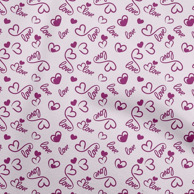 oneOone Cotton Silk Light Pink Fabric Valentine Love Heart Craft Projects Decor Fabric Printed By The Yard 42 Inch Wide