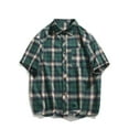 thumbnail image 3 of ZCFZJW Short Sleeve Shirts for Men Big and Tall Regular Fit Casual Plaid Button Down Shirt Mens Classic Fit Cotton Button Up Shirt with Pockets Green#02 XXL, 3 of 3