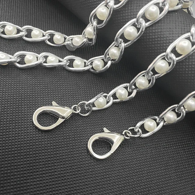 Cadena de perlas de 30-120 cm para envolver joyas de perlas, correa tejida de perlas, accesorios para bolsos