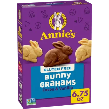 Pack of 12 Annies Gluten-Free Cocoa & Vanilla Bunny Grahams 6.75 oz