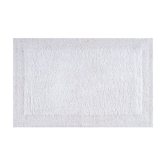 Cotton Reversible Bathmats 20"X32" White – 100% Cotton Scalloped Bath Mat, Anti‑Skid, Soft & Absorbent Bathroom Rug for Shower, Tub & Entryway