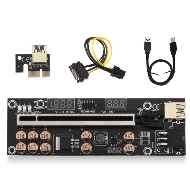 bedienty PCI-E 1X to 16X Adapter Digital Display PCI- Extender Motherboard Black 1Set