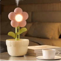 DAMAI Cute Flower Mini Humidifier, USB/Plug-In Portable Flower-Shaped Humidifier with Warm Night Light, Silent Desktop Humidifiers Cool Mist for Home, Bedroom, Office Desk & Indoor Plants