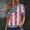 008 Dark Blue, variant on Denim Patchwork Shirt Women Casual Waffle Top Short Sleeve Crewneck Shirt 4Th of July Shirts Patriotic Tops