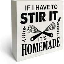 Zomyto 7"x7" Funny Kitchen Sign Kitchen Quotes Decor If I Have to Stir It Its Homemade Wooden Block Sign Rustic Style Home Kitchen Counter Table Shelf Decorations