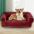 thumbnail image 4 of Winter Dog Sofa Beds, Washable Soft Comfortable Rectangle Couch Bed for Small to Medium Pets 18.11x14.96x8.26 Inch Red, 4 of 6