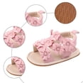 thumbnail image 5 of Baby Girls Summer Sandals with Knit Flower Open Toe Flat Beach Shoes Soft Sole Indoor Crib Walking Shoes Pink 3 Infant, 5 of 5