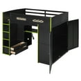 thumbnail image 3 of Lit Mezzanine en Bois Pleine Grandeur avec Bureau, Garde-Robe, Grand Espace de Rangement et Lumière RVB, Vert, 3 of 8