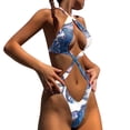 thumbnail image 1 of Aayomet Bikini Rehausseur Taille Haute à Lacets pour Femmes, Bleu m, 1 of 4