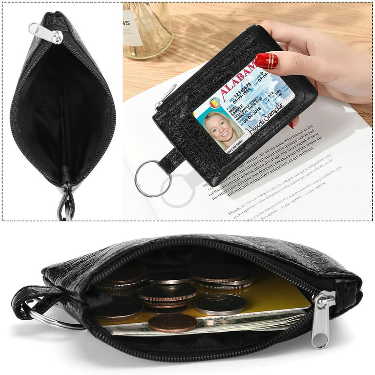 HAWEE Zip ID Case, Slim Coin Purse Wallet Change Pouch with Key Ring Mini  Change Wallet Keychain Purse 