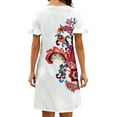 thumbnail image 2 of Innerwin Robe d'Été Courte Mini Boho Tunique Décontractée t-Shirt Robe Blanche Positionnement Fleur de Cajou m, 2 of 3