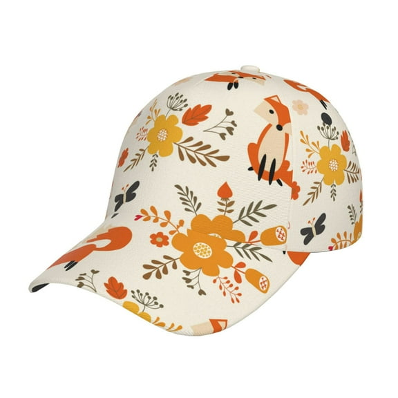 Daiia Flower Fox Baseball Cap Men Women Classic Adjustable For Running Workout And Outdoor Activitie All Season Dad Hat Gift