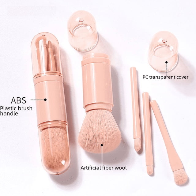 Pincel de maquillaje cuatro en uno, herramientas de belleza, mini pincel para ojos, color de piel, pincel de maquillaje telescópico, pincel de maquillaje portátil