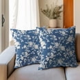 thumbnail image 6 of Vintage Floral Pillow Covers 16x16 Inch Set of 2 Rustic Blue and White Outdoor Decorative Throw Pillows Chinoiserie Flower Toile Pillowcases Cushion Covers for Couch Home Decor, 6 of 6