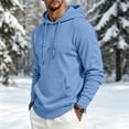 thumbnail image 5 of Fleece Hoodie Pullover for Men Trendy Casual Long Sleeve Drawstring Pullover Fall Winter Thermal Athletic Tops with Pockets Sky Blue M, 5 of 5