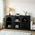 thumbnail image 4 of Resenkos Modern Black Console Table, Entryway & Living Room, Wooden Design, Arched Shelf, Stylish Display, Space-Saving Elegant, Black, 4 of 8