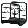 Uniflame Large Black Wrought Iron Log Rack with Wheel and Removable Cart