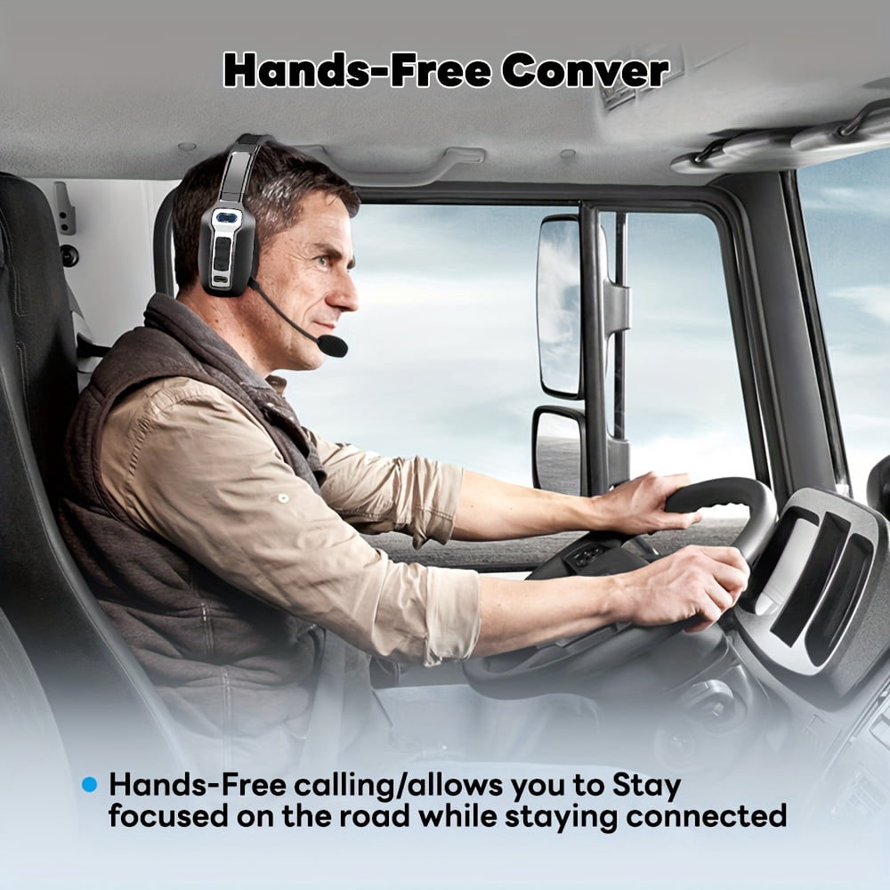 Wireless Trucker Headset with AI Noise Cancelling Microphone, Bluetooth Headset for Truck Drivers, Hands-Free Calling, Long Battery Life, Lightweight