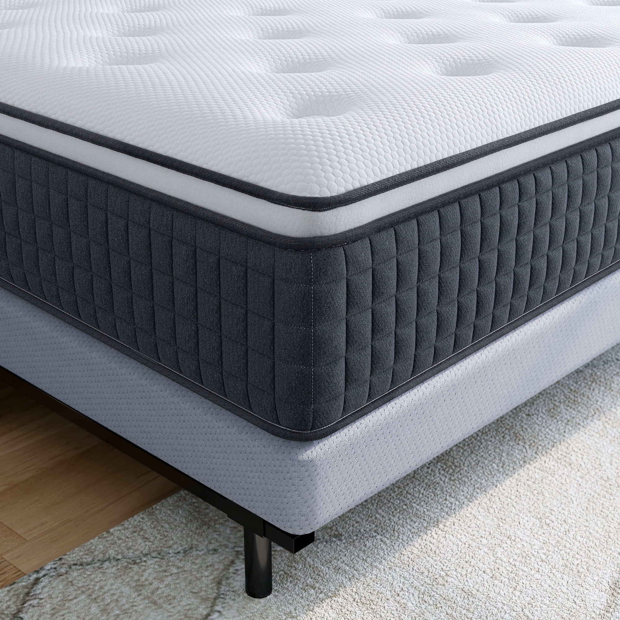 Queen Mattress, Telino 12" Queen Size Hybrid Mattress, Memory Foam Innersprings Mattress, Medium Firm