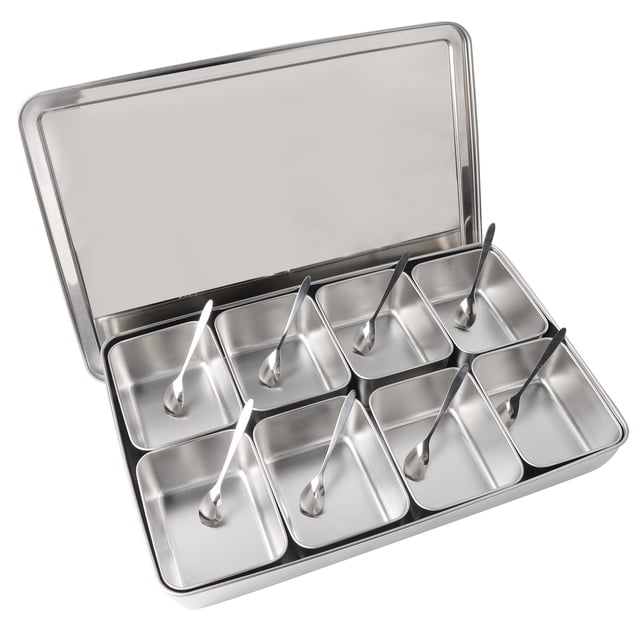 Condiment Box, Rustproof 8 Grids Aluminium Alloy Seasoning Jar, For Restaurant Home