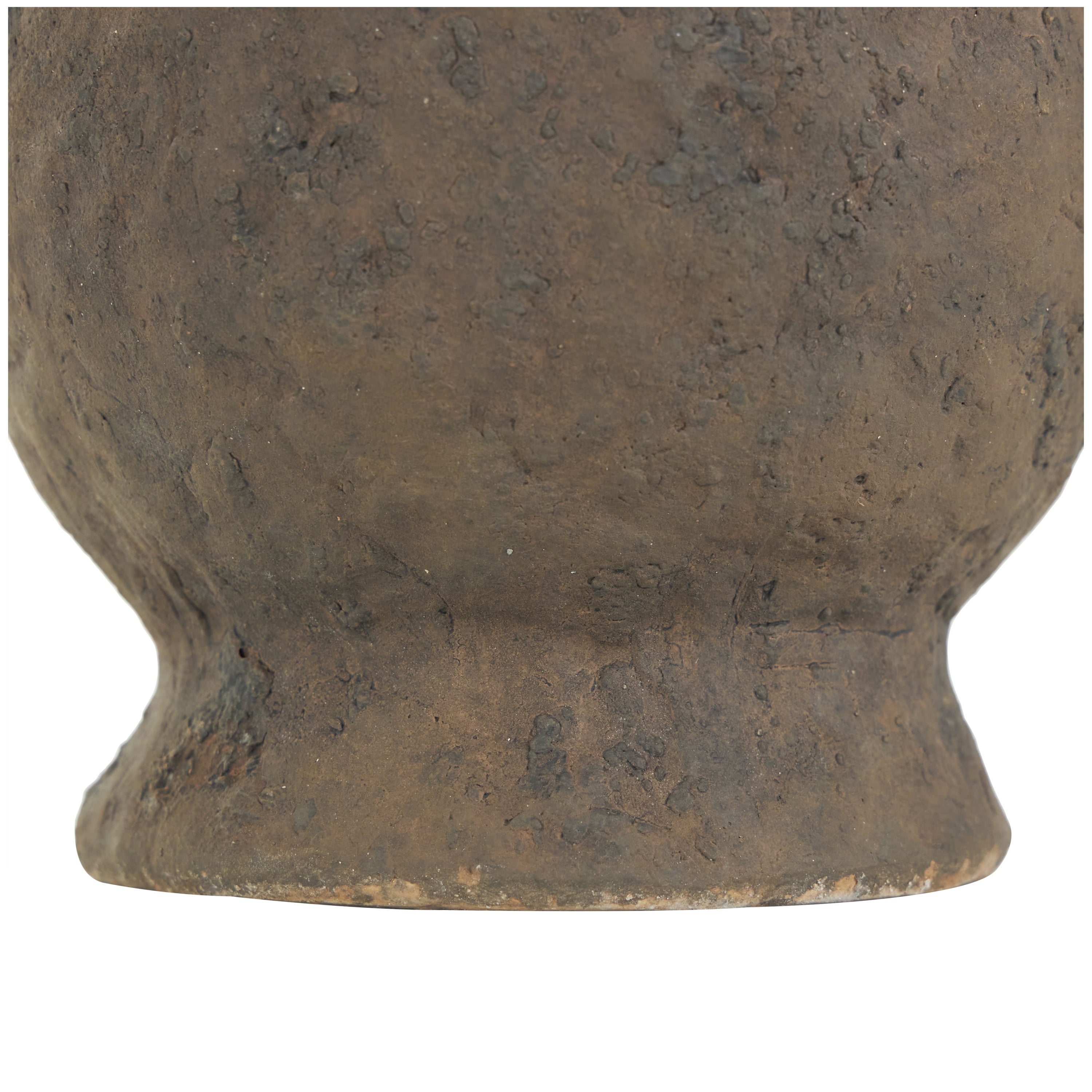 DecMode 15" Handmade Textured Amphora Dark Brown Ceramic Vase with Two Long Handles