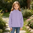 thumbnail image 6 of Hzzrkos Girls Corduroy Mock Neck Sweatshirt Long Sleeve Casual Pullover Tunic Top Soft Textured Shirt with Side Slit Hem Relaxed Daily School Travel Wear Purple, 6 of 9