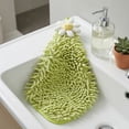 thumbnail image 5 of REGALWOVEN 2 Pack Cute Flower Chenille Hanging Hand Towels, Soft Absorbent, Quick Dry Decorative Towels for Kitchen, Bathroom Green 12" x 12", 5 of 7
