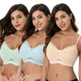 thumbnail image 3 of Curve Muse Plus Size Nursing Cotton Unlined Wirefree Bra With Lace Trim-3 PK-LIGHT BLUE,NUDE, SAGE-34C, 3 of 7
