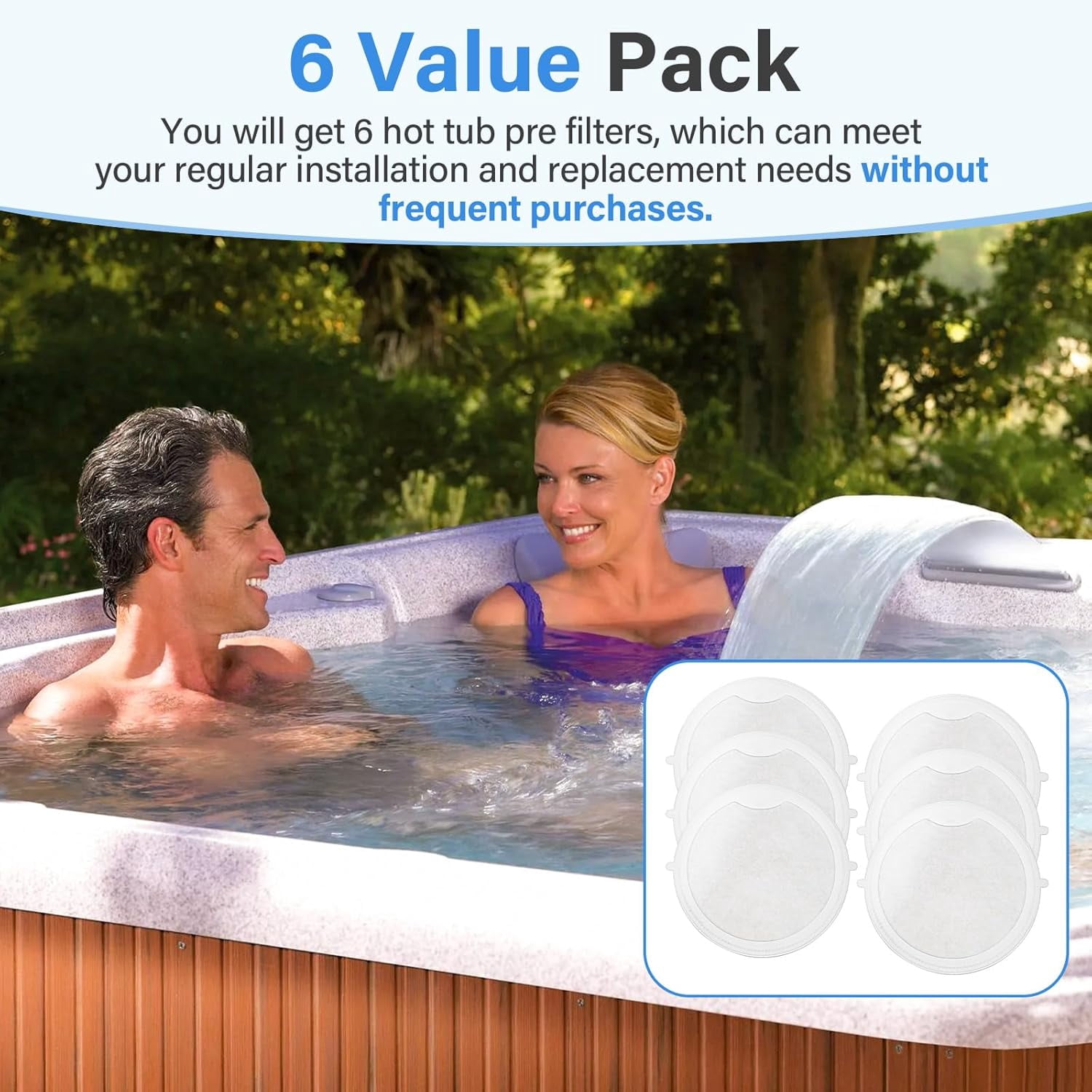 Hot Tub Pre Filters, 100497 First Filter Replacement for Maax Coleman Whirlpool California Cooperage Hot Tub and Spa Parts (6 Pack)