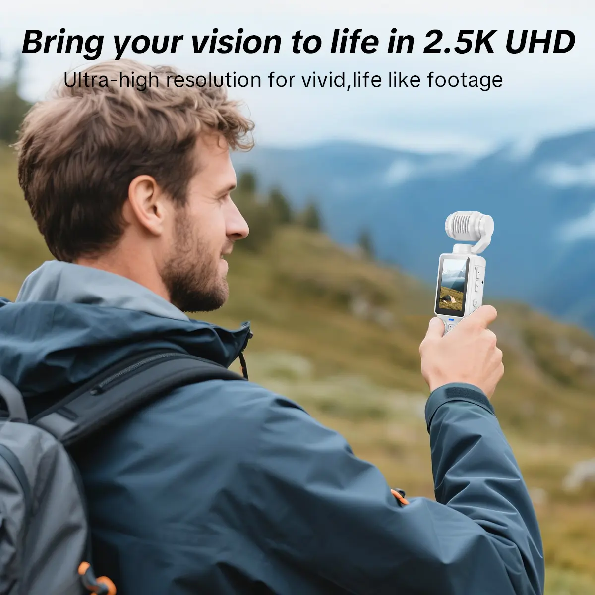 W & O Q7 Rotating Lens 2.5K 100 MP Action Video Camera with Memory Card, White