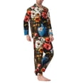 thumbnail image 2 of Fotbe Elegant Floral Vase Painting Pattern Long Sleeve Pajama Set for Men,Sleepwear Set,2-piece Loungewear Set,Soft PJs Comfy Nightwear with Pockets-Large, 2 of 7