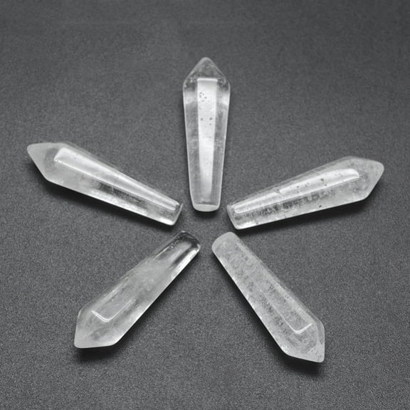 20pc Natural Quartz Crystal Pointed Beads Rock Crystal Healing Stones Reiki Undrilled/No Hole Beads Energy Balancing Meditation Therapy Wand 30.5x9x8mm