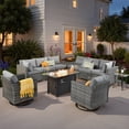 thumbnail image 6 of Vcatnet 11 Pieces Outdoor Patio Furniture Sets with Fire Pit Sectional Sofa All Weather Wicker Conversation Set with Swivel Chairs, Dark Gray, 6 of 10