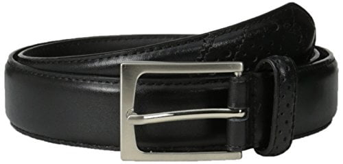Grain Leather Wingtip Belt, Black 