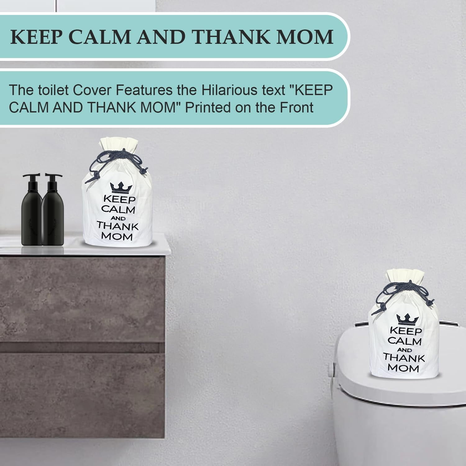Born Uncommon Toilet Paper Roll Cover - 9" x 5.5" Reusable Cotton Toilet Paper Cover with Drawstring Closure – Decorative Bathrooms Tissue Roll Storage Bag