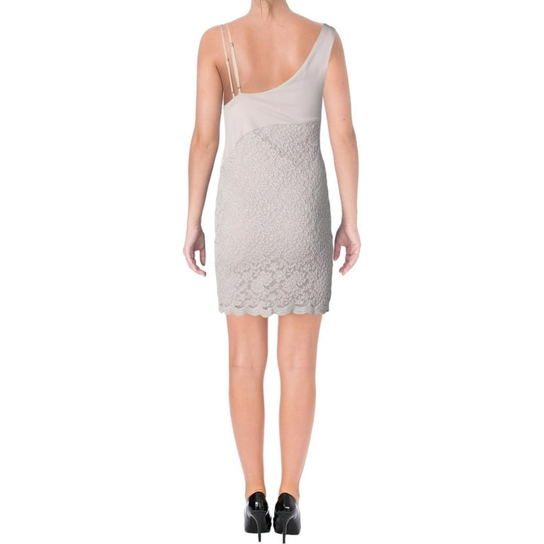 Free People Womens Lace Contrast Sleeveless Mini Dress Beige