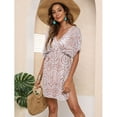thumbnail image 3 of jinghuiyue Women Mesh Swimsuit Cover Up Sheer See Through Sexy V Neck Short Sleeve Swim Beach Coverup Dress S, 3 of 7
