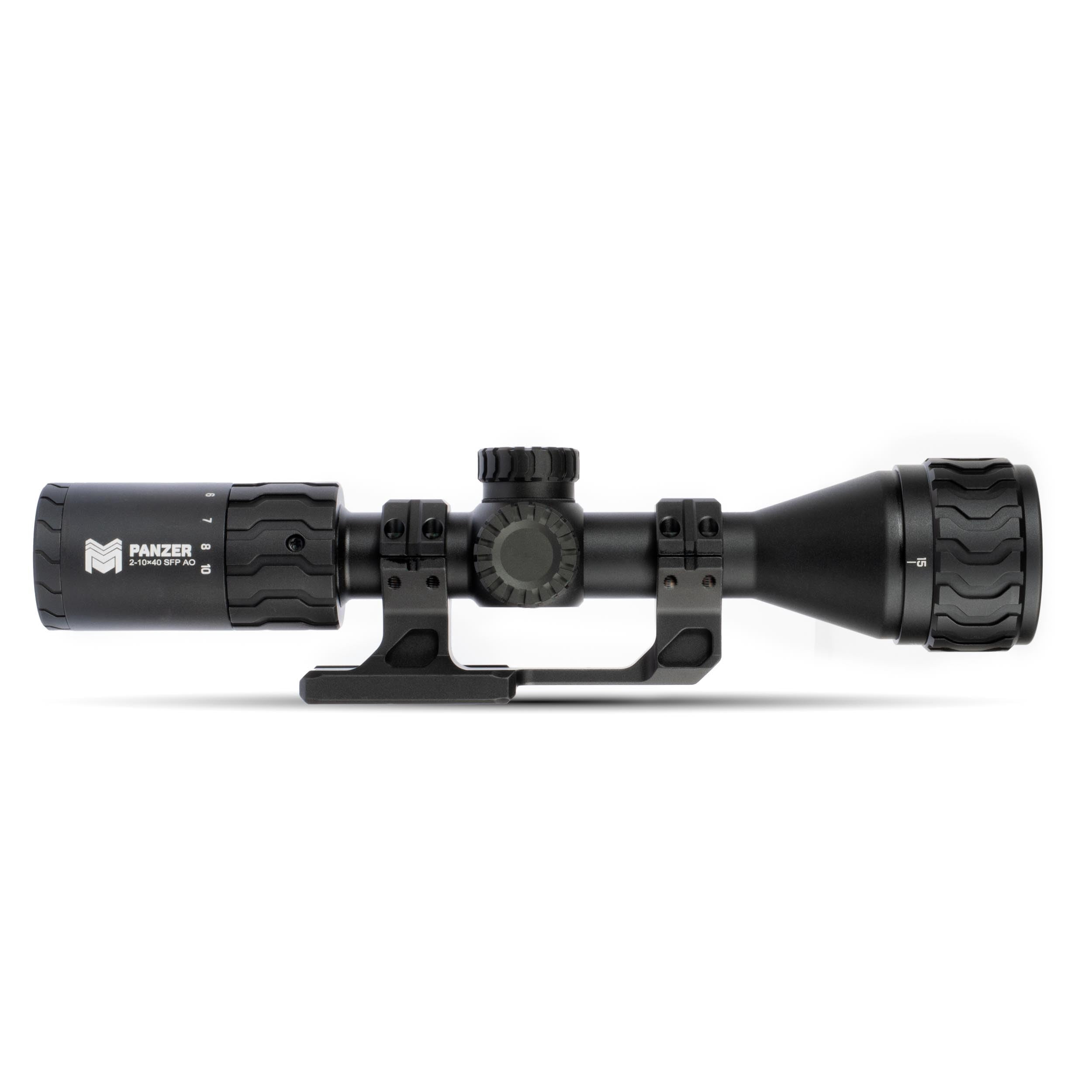 Monstrum Panzer 2-10x40 MPVO Rifle Scope with AO Adjustable Objective and Offset Scope Mount | FMR1 Reticle