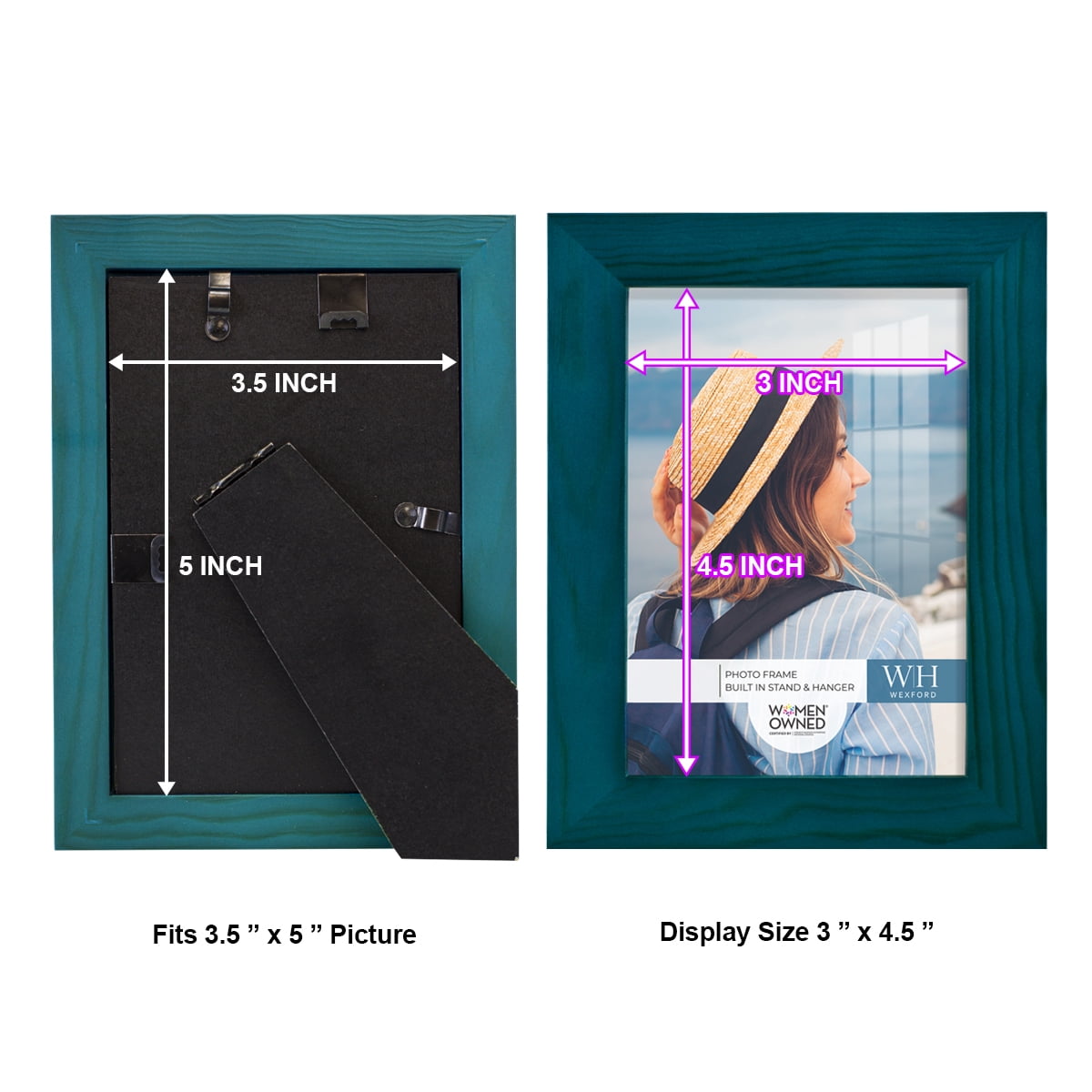 Woodgrain 3.5 in. x 5 in. Ocean Blue Picture Frame