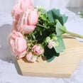 thumbnail image 3 of Hermosa flor de seda artificial, peonía, rosa, pequeño ramo blanco, decoración para fiesta familiar, boda, flor falsa de invierno Rojo Verde, 3 of 5